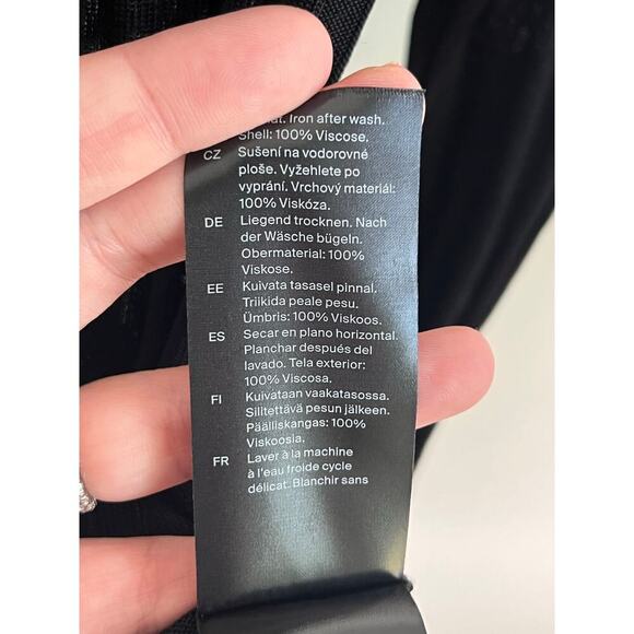 COS Rib-Knit Slim Fit Crew Neck Long Sleeve T-Shirt Black Women's Size XS - Picture 9 of 10